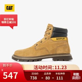 CAT/卡特 2020冬季新款工装靴男高帮休闲透气橡胶底舒适靴子P724054J3BDC36 棕色 40