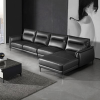  顾家家居 KUKA  1053 简约真皮沙发 珠光黑