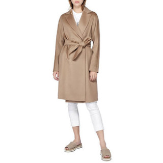 Max Mara 麦丝玛拉 女士纯色系带翻领羊毛大衣Luana 驼色40