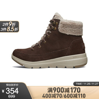 胜道运动 Skechers斯凯奇秋冬羊羔绒拼接雪地靴休闲靴女16677 16677/CHOC 37