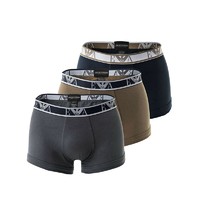 EMPORIO ARMANI阿玛尼boxer trunk男士腰部LOGO棉质平角内裤三条装111357