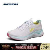 Skechers斯凯奇女鞋 低帮运动鞋 针织网布透气休闲鞋13328 白色/多彩色WMLT 38