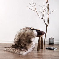 WOOLTARA 澳洲羊毛皮毛一体坐垫 棕色毛尖 100x55cm