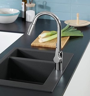 汉斯格雅 Cento XL 单把厨房龙头 抽拉式可旋转出水嘴，镀铬