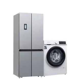 SIEMENS 西门子 冰洗套装 KM46FA09TI 十字对开门 冰箱 452L 银色+WN54A1X02W 洗烘一体机 洗10kg烘7kg