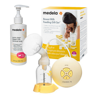 medela 美德乐 丝韵版 单边电动吸奶器+哺喂超值套装礼盒+奶瓶果蔬餐具清洗液 180ml