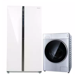Panasonic 松下 冰箱洗衣机套装 NR-EW58G1-XW变频对开门冰箱 570L 珍珠白 XQG100-L165洗衣机 10kg 银色