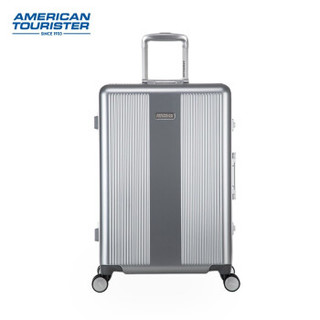 AMERICAN TOURISTER 美旅 中性铝框竖条纹减震飞机轮拉杆箱HILLSLOPE TJ4 银色24英寸