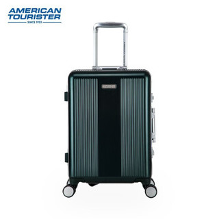 AMERICAN TOURISTER 美旅 中性铝框竖条纹减震飞机轮拉杆箱HILLSLOPE TJ4 墨绿色28英寸