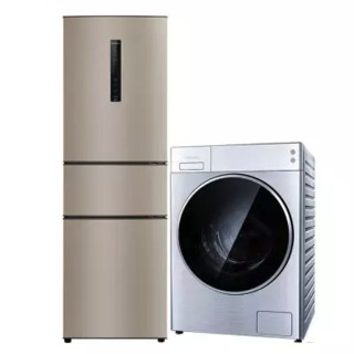 Panasonic 松下 冰箱洗衣机套装 NR-C31PX3-NL变频三门冰箱 318L 金色+XQG100-L165洗衣机 10kg 银色