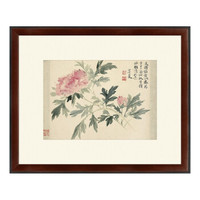 雅昌 古典中式花卉《牡丹图》恽寿平 47×40cm 宣纸 咖啡红