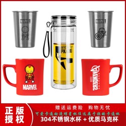 皮卡丘钢铁侠不锈钢杯搭配陶瓷马克杯儿童喝水杯家用杯男女茶杯