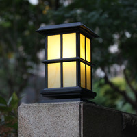 简约中式柱头灯LED太阳能门柱庭院灯防水超亮别墅围墙家用大门灯