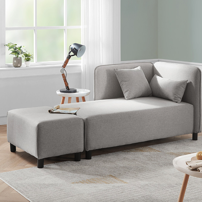 kuka 顾家家居 布艺懒人单人沙发 沙发塌躺右 脚凳 浅灰色