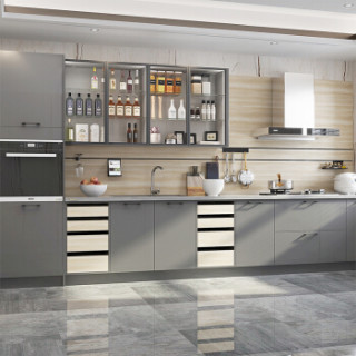 欧派整体橱柜定制超晶板门板石英石台面含地柜吊柜厨电厨柜莫丽套餐促