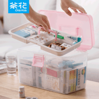 茶花药箱医药箱家用大容量家庭装医疗箱常备药小药物收纳盒收纳箱