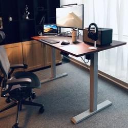 Brateck 电动升降桌 电脑桌 站立办公桌子 家用书桌 工作台式 升降桌电动 智能居家办公 K21加宽灰