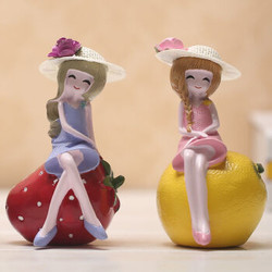 新款水果娃娃田园创意家居装饰品酒柜客厅卧室隔板电视柜摆件摆设 苹果女孩一个