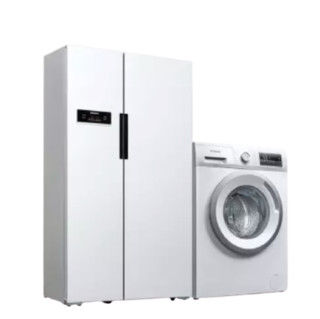 SIEMENS 西门子 冰洗套装 KA92NV02TI变频对开门冰箱 610L+WM12N1600W滚筒洗衣机 8KG  白色