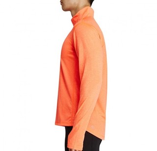 丝质顺滑轻薄透气 男子拉链开衫立领跑步长袖T恤 2XL 桔色