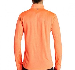 丝质顺滑轻薄透气 男子拉链开衫立领跑步长袖T恤 XL 桔色
