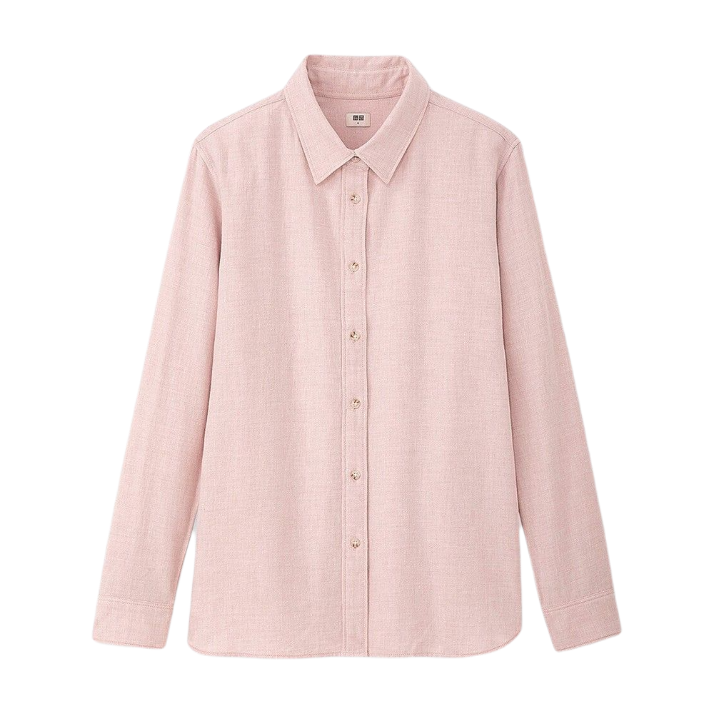 uniqlo 优衣库女士法兰绒宽松长袖衬衫421933 水粉色m