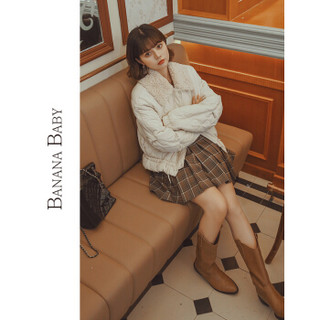 BANANA BABY2020冬新款宽松韩版仿羊羔毛翻领棉衣外套女棉服上衣D204MF159 杏色 L