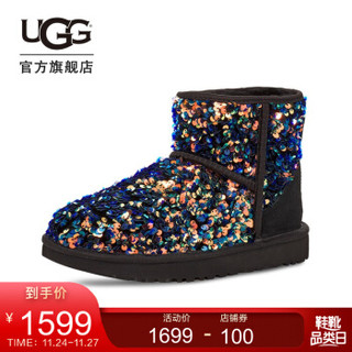 UGG 2020冬季女士新款经典迷你短靴舒适亮片星星雪地靴 1112515 BLK | 黑色 36