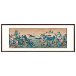 千里江山图 国画 客厅挂画 沙发背景墙办公室 仿古画 宽240*高90cm