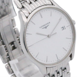 LONGINES 浪琴 律雅系列 L4.759.4.72.6 男士石英手表 32mm 白盘 白色精钢表带 圆形