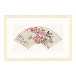 水墨画《桃花图》恽寿平 背景墙装饰画挂画 原木色 77×52cm