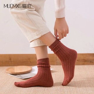 喵吖 MU-W-814  女士羊毛条纹中筒袜  3双装