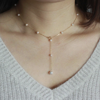 pearlyuumi优美珍珠akoya海水珍珠满天星项链k18黄金