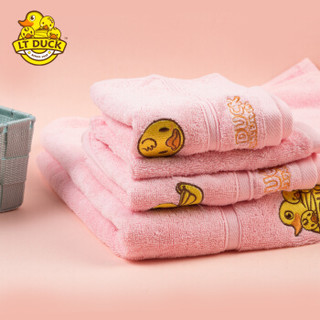 LT DUCK 小黄鸭 婴儿毛巾浴巾组合 新生儿宝宝礼盒 儿童洗澡用品 纯棉浴巾面巾童巾方巾 粉色