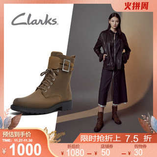 clarks其乐女鞋2020秋冬新款暗黑马丁靴户外骑士靴女