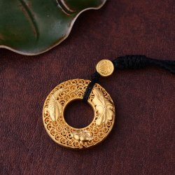 laomiaojewelry老庙黄金古韵金莲花丝鲤鱼颈链古法工艺