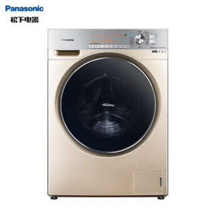 松下(Panasonic)滚筒洗衣机全自动10公斤洗烘一体机 双极除螨 常温除菌防褪色XQG100-EG13K金色