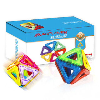 魔磁玩家（MAGPLAYER）磁力片积木经典一代10片三角形彩盒装 *2件