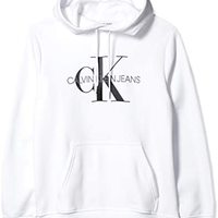 Calvin Klein 男式抓绒连帽衫套头衫 带Logo运动卫衣