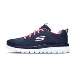 SKECHERS 斯凯奇 女士休闲运动鞋 12615/NVHP 藏蓝/粉色 37