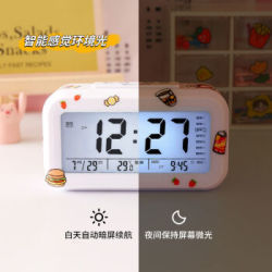 电子表台式数字小时钟闹钟迷你摆件桌面小型学生用简约宿舍 普通款 以上款