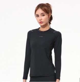 LI-NING 李宁 保暖塑型系列 女士运动T恤 AU4Q148-1 黑色 L