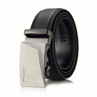 HUBAO 虎豹 男士牛皮自动扣腰带 黑色 120