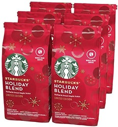 Starbucks Holiday Blend Roast 整块咖啡豆,温和烘焙(6 x 190克)