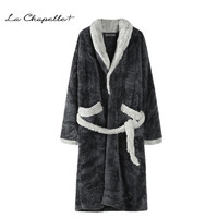 La Chapelle+睡袍男士冬季加厚长款法兰绒睡袍秋冬珊瑚绒浴袍睡衣