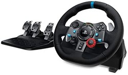 Logitech 罗技 G29驱动力赛车车轮和油门，实力反馈，不锈钢换挡拨片，皮革方向盘套，可调式油门 ;黑色