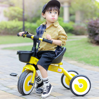 永久儿童三轮车1-3岁宝宝脚踏车小孩童车婴儿手推车幼儿自行车子（1208黑黄色）