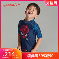SPEEDO 速比涛 迪士尼蜘蛛侠系列 婴幼儿 防晒泳衣上衣抗氯儿童男    蓝色/红色（上衣） 3岁