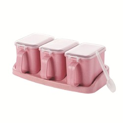 厨房麦香调味盒 家用塑料调味创意按压式调料盒调料罐
