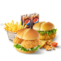 德克士乐享双人餐单次兑换券汉堡炸鸡鸡块可乐套餐